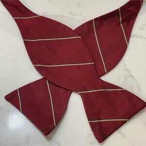 Brooks Brothers Makers Repp Silk Blend Self Tie Bowtie Bow Tie Red Stripe